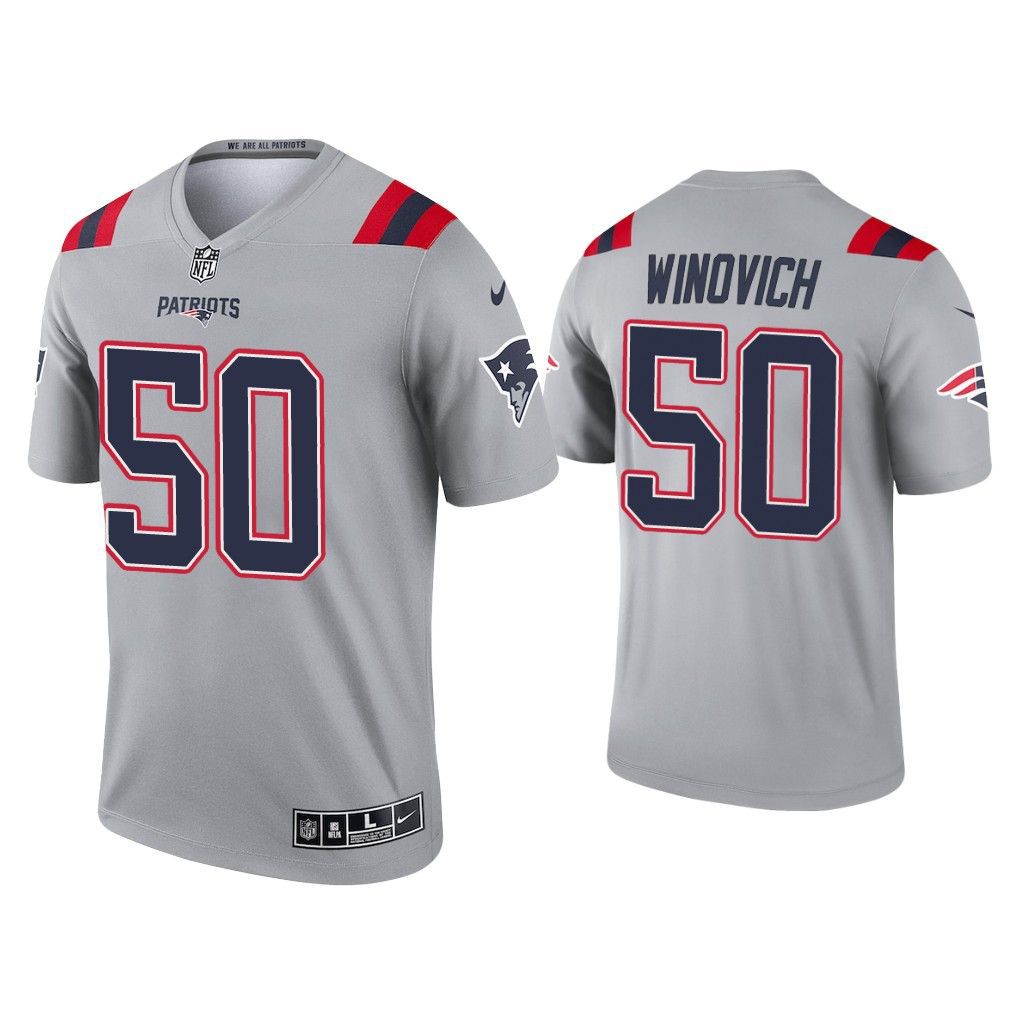 Men New England Patriots 50 Chase Winovich Nike Grey Inverted Legend NFL Jersey